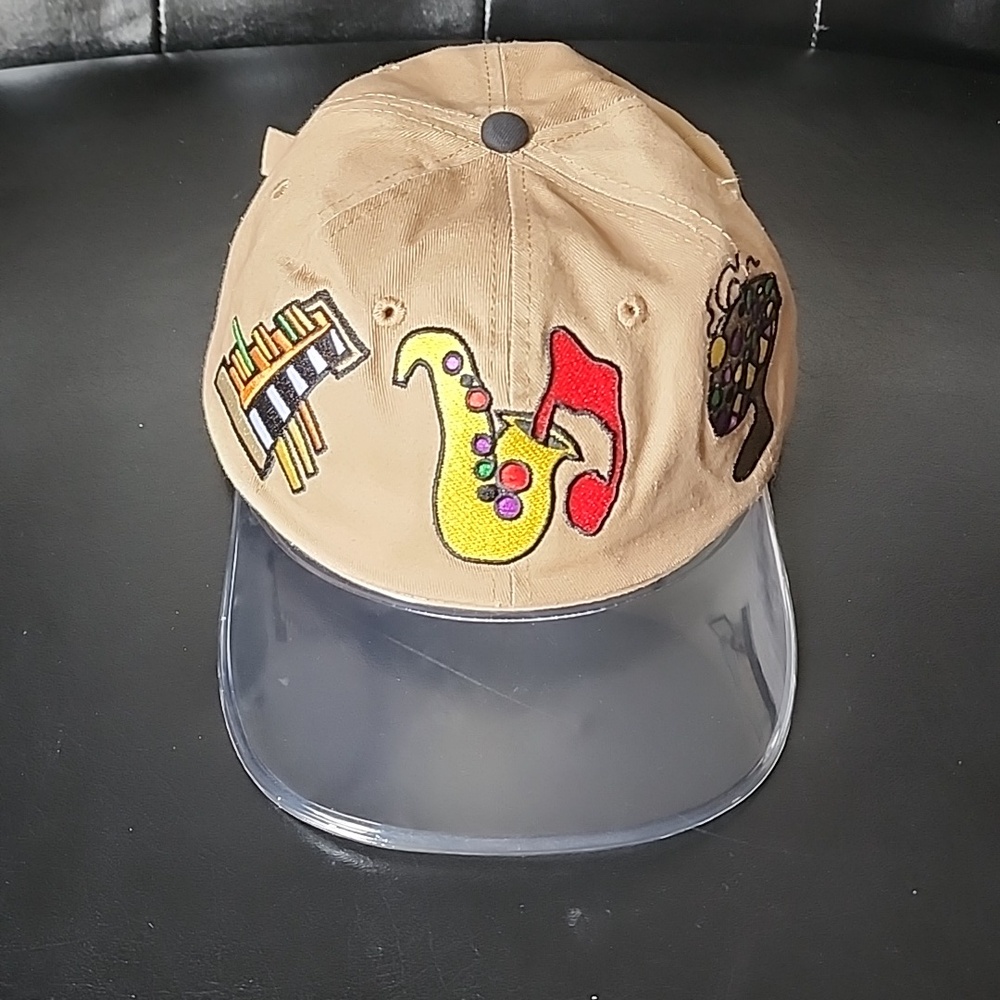 Rare Custom Music Patch Embroidery Festival Dad Hat with Clear PVC Vision Brim
